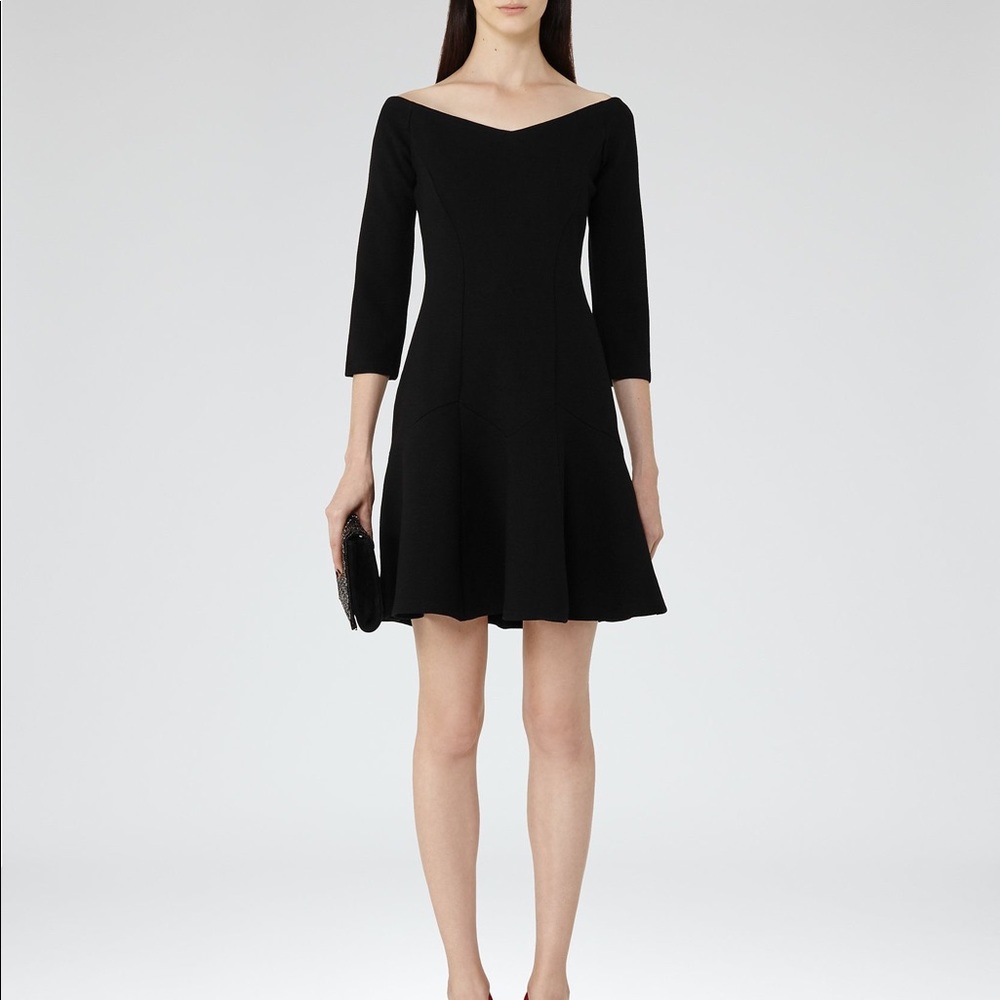 Reiss Kitty Off The Shoulder Black Dress